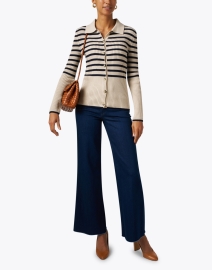 Look image thumbnail - A.P.C. - Mallory Beige Striped Cardigan