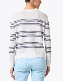 Back image thumbnail - Kinross - White and Beige Striped Linen Sweater