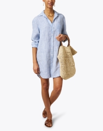 Look image thumbnail - Frank & Eileen - Mary Blue Stripe Linen Shirt Dress