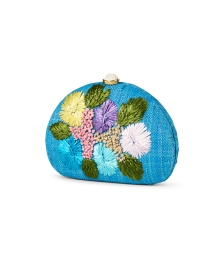 Front image thumbnail - Rafe - Berna Turquoise Floral Embroidered Clutch 