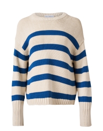 Product image thumbnail - White + Warren - Blue and Cream Striped Sweater
