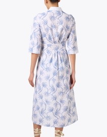 Back image thumbnail - WHY CI - White and Blue Embroidered Shirt Dress