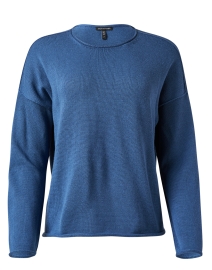 Blue Rolled Hem Sweater