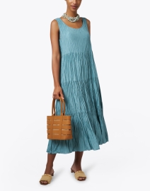 Look image thumbnail - Eileen Fisher - Turquoise Crushed Silk Dress