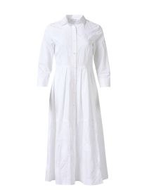 White Embroidered Cotton Shirt Dress