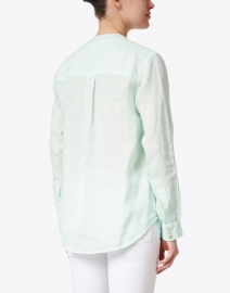 Back image thumbnail - 120% Lino - Pacific Green Embellished Linen Shirt