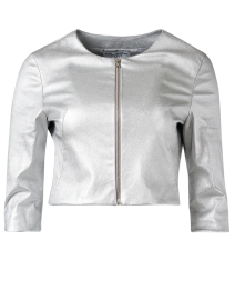 Mica Silver Leather Cropped Jacket