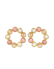 Product image thumbnail - Sylvia Toledano - Daisy Pink Quartz and Pearl Circle Stud Earrings