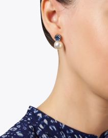 Look image thumbnail - Jennifer Behr - Ines Blue and Pearl Drop Earrings