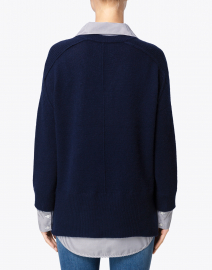 Back image thumbnail - Brochu Walker - Navy Sweater with Striped Underlayer