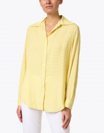 Front image thumbnail - Piazza Sempione - Yellow and Ecru Stripe Shirt