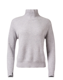 Grey Ribbed Cashmere Sweater