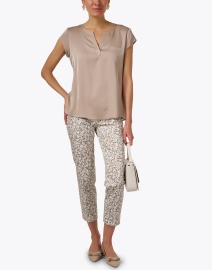 Look image thumbnail - Piazza Sempione - Monia Beige Printed Stretch Cotton Pant