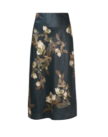 Teal Floral Print Slip Skirt