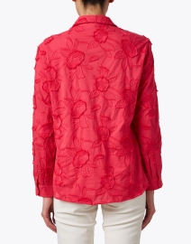 Back image thumbnail - Hinson Wu - Margot Coral Embroidered Floral Cotton Blouse