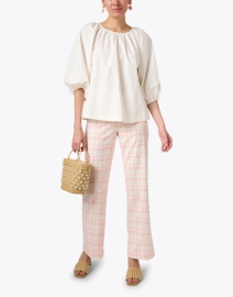 Look image thumbnail - Peace of Cloth - Jules Pink Plaid Knit Pull On Pant