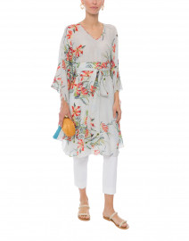 Alexandra White and Red Floral Printed Kaftan