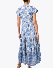 Back image thumbnail - Ro's Garden - Mumi Blue and White Print Cotton Dress