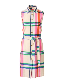 Mariya Beige Multi Plaid Shirt Dress