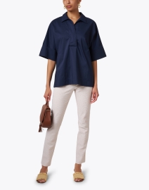 Look image thumbnail - Hinson Wu - Cindy Navy Stretch Cotton Top