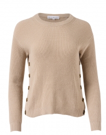 Beige Ribbed Cotton Sweater
