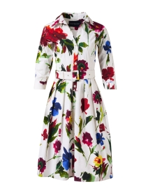 Audrey White Multi Floral Print Stretch Cotton Dress