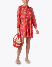 Look image thumbnail - Ro's Garden - Romy Red Floral Print Shirt Dress