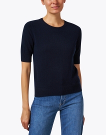 Front image thumbnail - Repeat Cashmere - Navy Cashmere Sweater