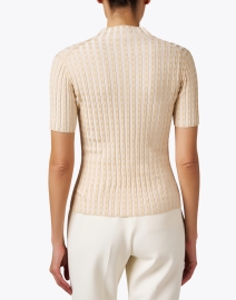 Back image thumbnail - Lafayette 148 New York - Gingham Beige Knit Top