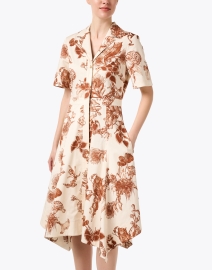 Front image thumbnail - Jason Wu Collection - Cream Floral Print Shirt Dress