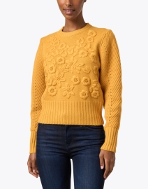 Front image thumbnail - Jason Wu - Golden Yellow Embroidered Wool Sweater 