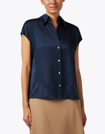 Front image thumbnail - Vince - Navy Silk Blouse