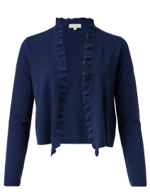 Navy Cashmere Cropped Cardigan