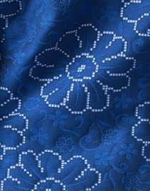 Fabric image thumbnail - Smythe - Blue Embroidered Cotton Blend Blazer