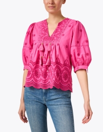 Front image thumbnail - Bell - Katie Pink Cotton Eyelet Top