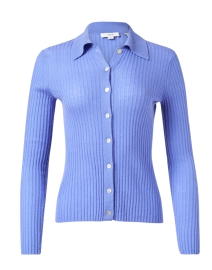 Product image thumbnail - Vince - Blue Ribbed Cashmere Silk Top