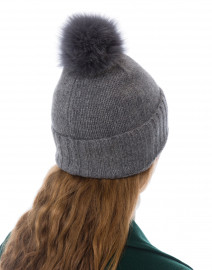 Charcoal Fur Pom Pom Cashmere Hat