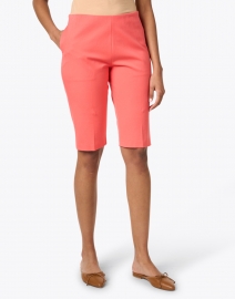 Front image thumbnail - Peace of Cloth - Romy Coral Stretch Cotton Bermuda Shorts