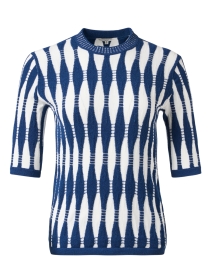Product image thumbnail - Lafayette 148 New York - Blue and White Intarsia Sweater