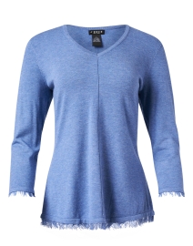 Blue Fringe Hem Sweater