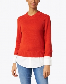Front image thumbnail - Brochu Walker - Eton Cardamon Orange Wool Cashmere Sweater with White Underlayer