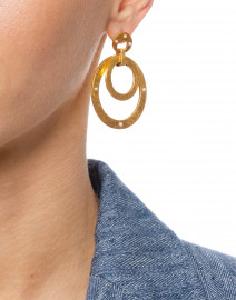 Crescent Gold and Pearl Statement Earrings