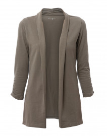 Sage Green Ruched Sleeve Cotton Cardigan