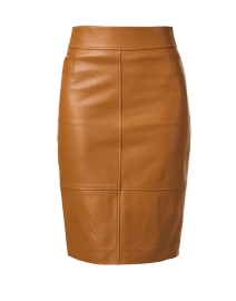 Selrita Brown Leather Pencil Skirt
