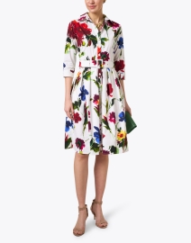 Look image thumbnail - Samantha Sung - Audrey White Multi Floral Print Stretch Cotton Dress