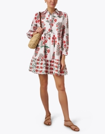 Look image thumbnail - Ro's Garden - Romy White and Red Floral Shirt Dress