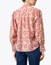 Back image thumbnail - Oliphant - Red and Gold Print Cotton Silk Blouse