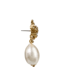 Back image thumbnail - Oscar de la Renta -  Turbillion Crystal and Pearl Drop Earrings