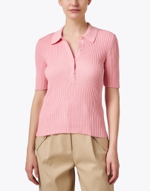 Front image thumbnail - A.P.C. - Danae Pink Knit Polo Top