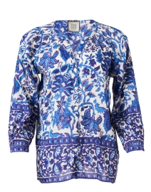 Product image thumbnail - Bell - Courtney Blue Print Cotton Silk Top
